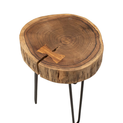 Βοηθητικό τραπέζι Tripp Ι pakoworld μασίφ ξύλο ακακίας σε φυσική απόχρωση-μαύρα μεταλλικά πόδια Φ32x47εκ - Hippiehome.gr