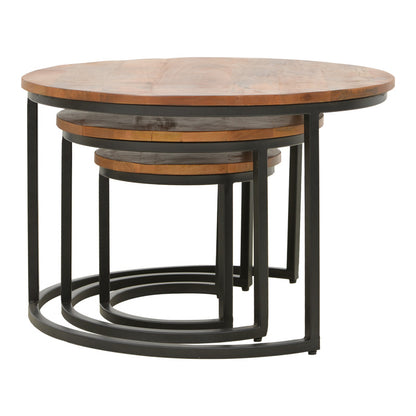 Τραπέζι σαλονιού Frina pakoworld σετ 3τεμ mango ξύλο σε καρυδί απόχρωση με πόδι μαύρο μέταλλο - Hippiehome.gr