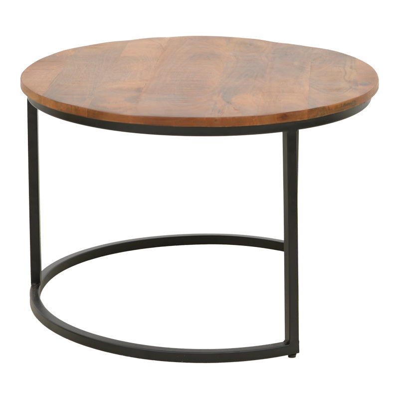 Τραπέζι σαλονιού Frina pakoworld σετ 3τεμ mango ξύλο σε καρυδί απόχρωση με πόδι μαύρο μέταλλο - Hippiehome.gr