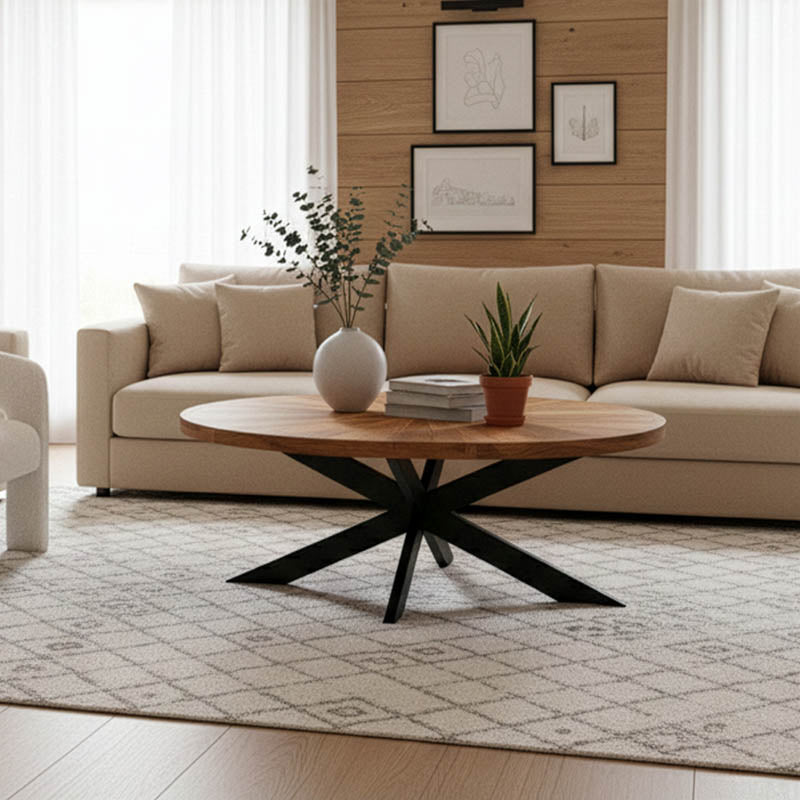 Τραπέζι σαλονιού Fardy pakoworld μασίφ ξύλο ακακίας σε φυσική απόχρωση με μαύρα μεταλλικά πόδια 120x60x45εκ - Hippiehome.gr