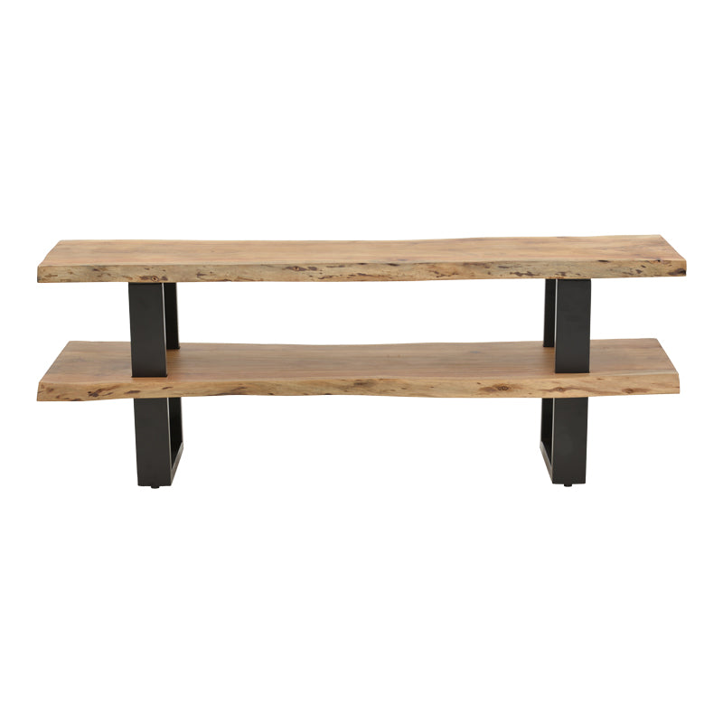 Έπιπλο τηλεόρασης Fuji pakoworld μασίφ ξύλο ακακίας σε φυσική απόχρωση με μαύρα μεταλλικά πόδια 140x40x52εκ - Hippiehome.gr