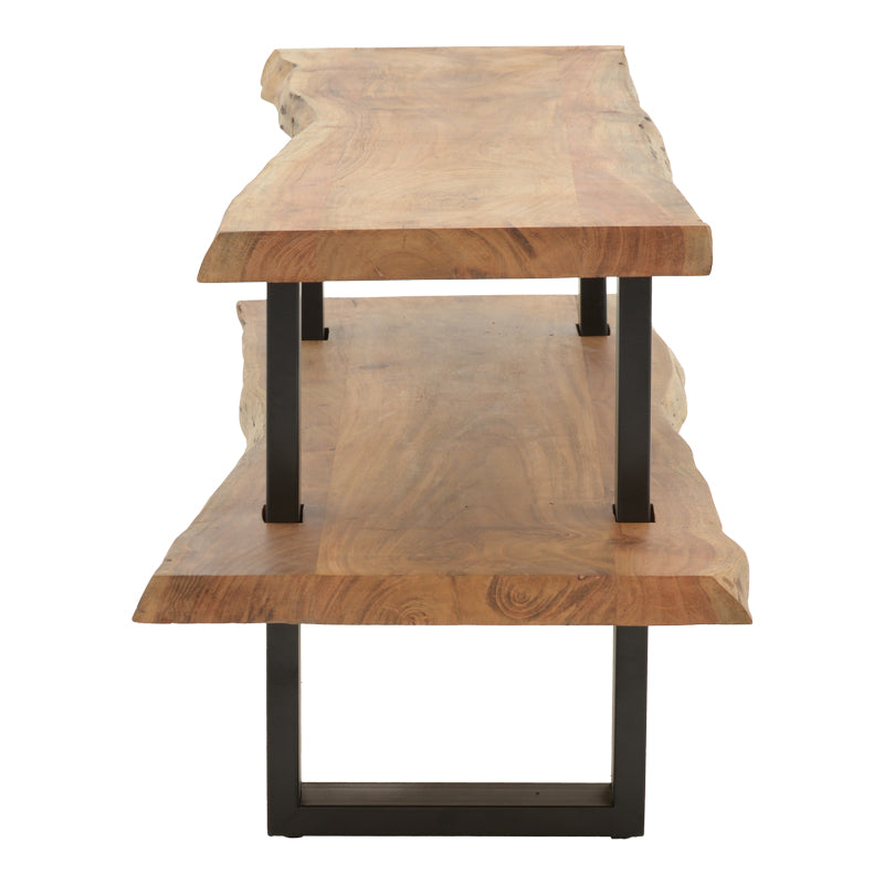 Έπιπλο τηλεόρασης Fuji pakoworld μασίφ ξύλο ακακίας σε φυσική απόχρωση με μαύρα μεταλλικά πόδια 140x40x52εκ - Hippiehome.gr