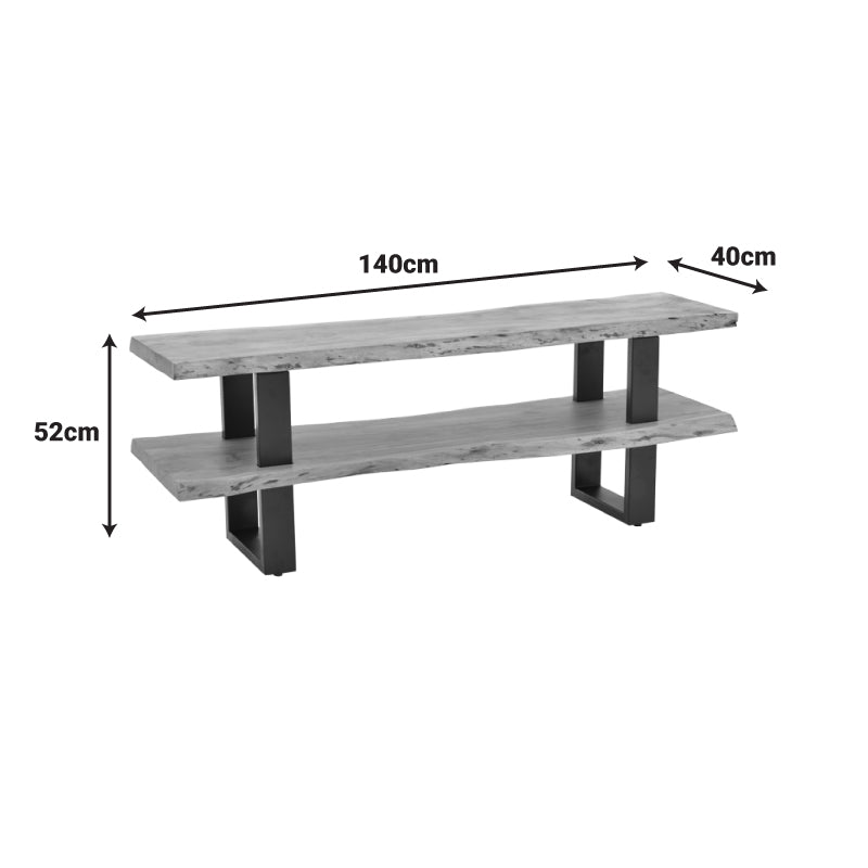 Έπιπλο τηλεόρασης Fuji pakoworld μασίφ ξύλο ακακίας σε φυσική απόχρωση με μαύρα μεταλλικά πόδια 140x40x52εκ - Hippiehome.gr