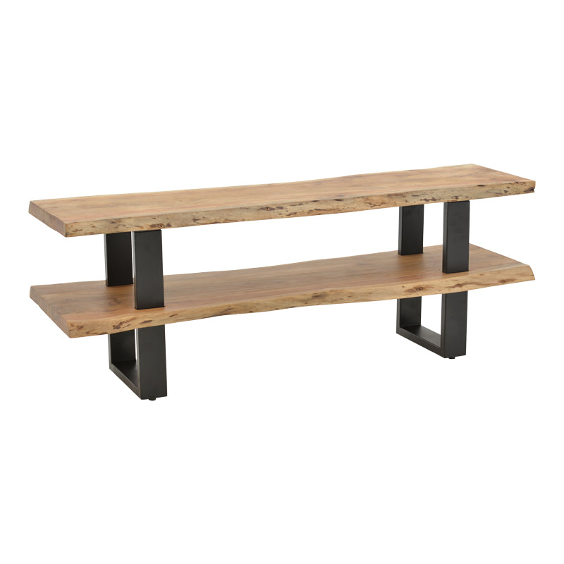 Έπιπλο τηλεόρασης Fuji pakoworld μασίφ ξύλο ακακίας σε φυσική απόχρωση με μαύρα μεταλλικά πόδια 140x40x52εκ - Hippiehome.gr