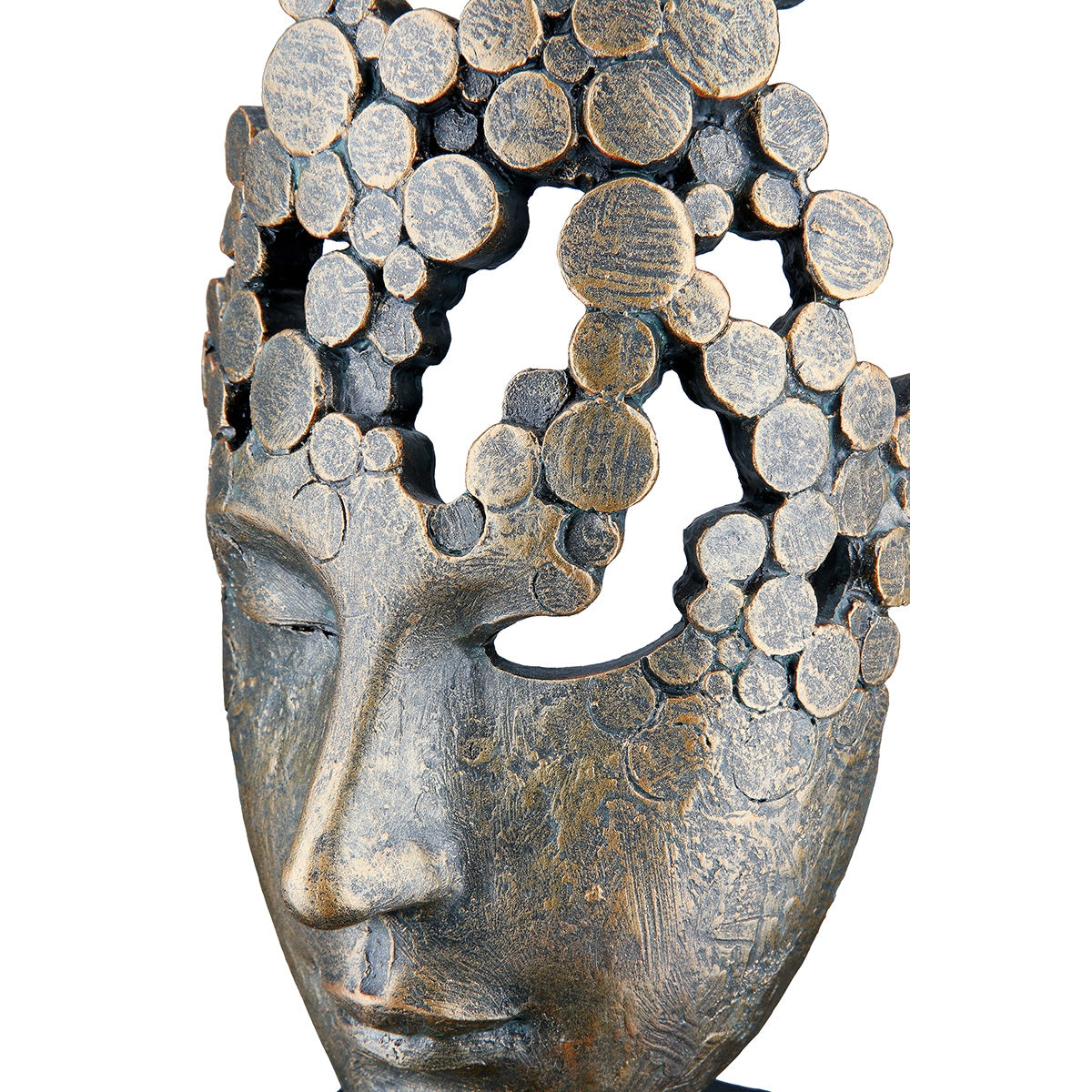 Γλυπτό "Female Mask" Face Motif Πολυρεζίνη Μπρούντζινο PU 15x10x31.5cm - Hippiehome.gr