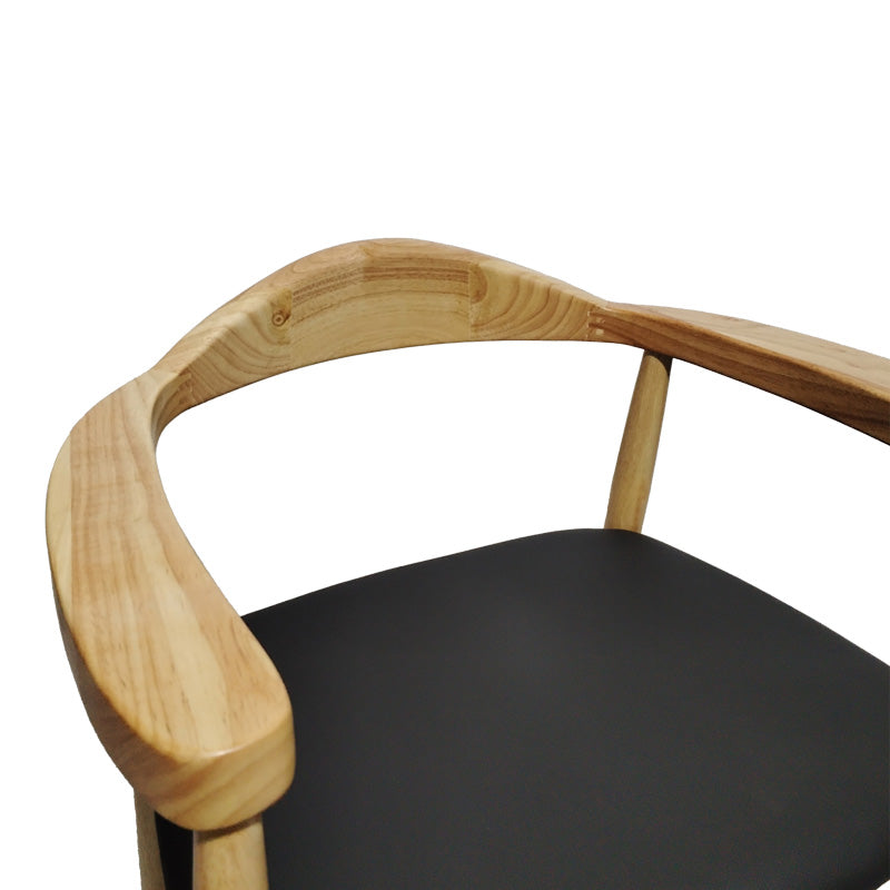 Πολυθρόνα Joube pakoworld rubberwood σε φυσική απόχρωση με μαύρο pu μαξιλάρι 59x48x73εκ - Hippiehome.gr