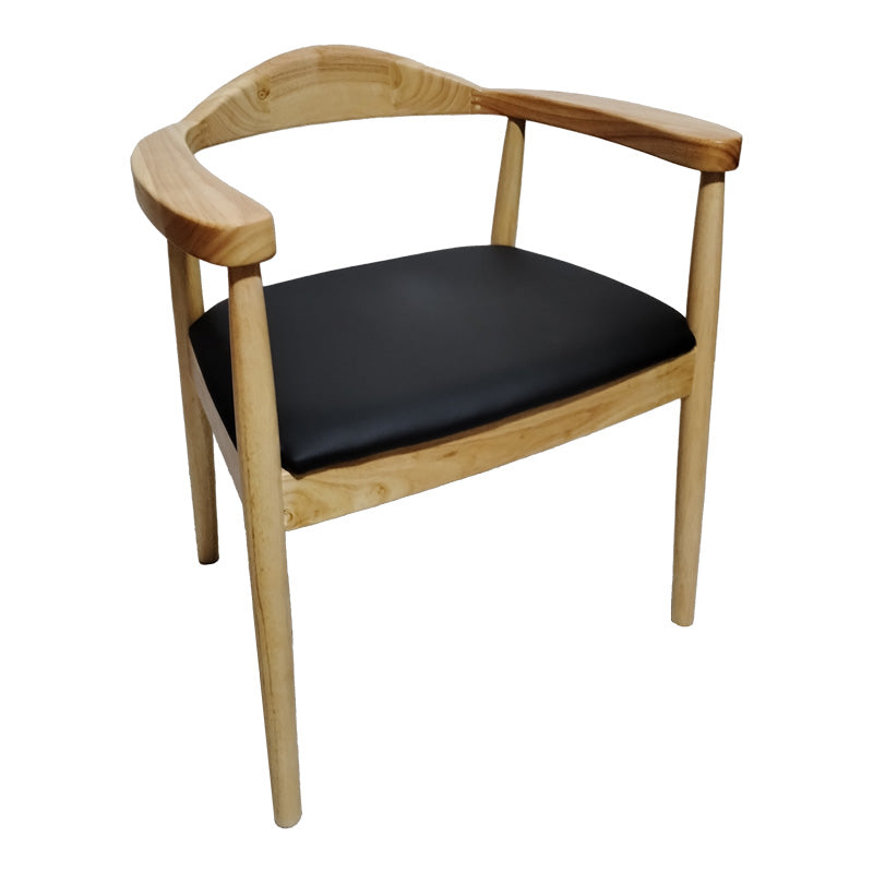 Πολυθρόνα Joube pakoworld rubberwood σε φυσική απόχρωση με μαύρο pu μαξιλάρι 59x48x73εκ - Hippiehome.gr