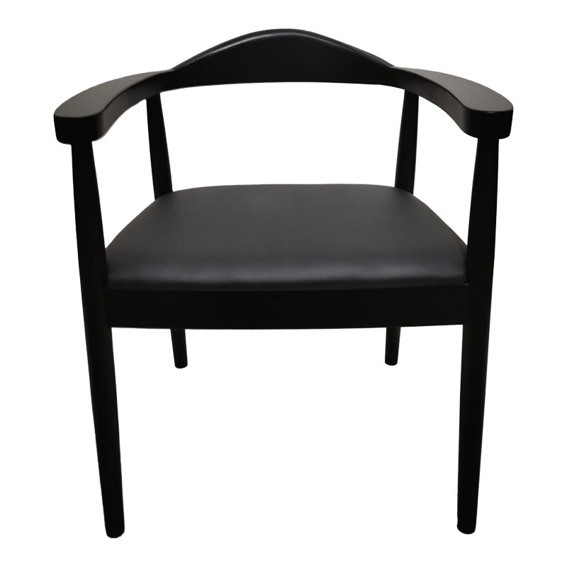 Πολυθρόνα Joube pakoworld rubberwood σε μαύρη απόχρωση με μαύρο pu μαξιλάρι 59x48x73εκ - Hippiehome.gr