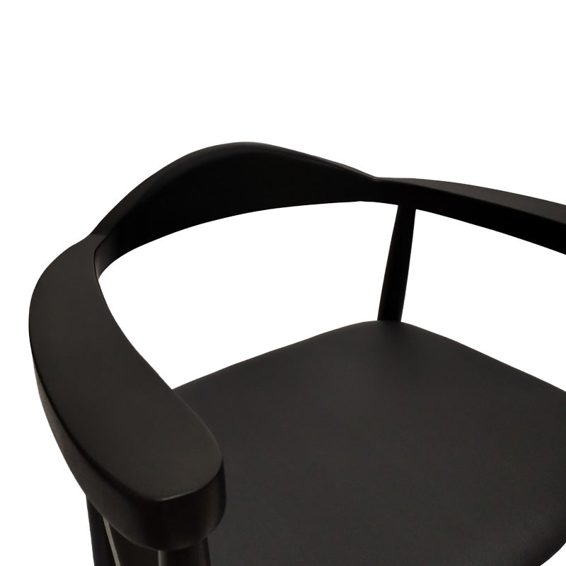 Πολυθρόνα Joube pakoworld rubberwood σε μαύρη απόχρωση με μαύρο pu μαξιλάρι 59x48x73εκ - Hippiehome.gr