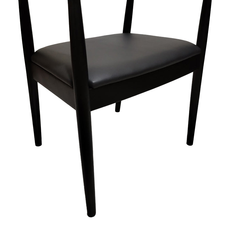 Πολυθρόνα Joube pakoworld rubberwood σε μαύρη απόχρωση με μαύρο pu μαξιλάρι 59x48x73εκ - Hippiehome.gr