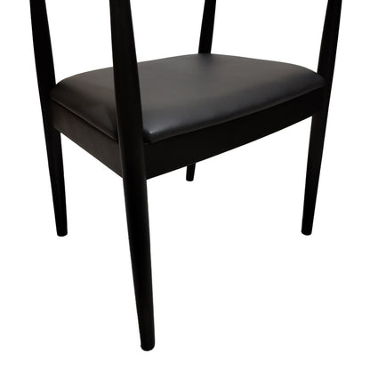 Πολυθρόνα Joube pakoworld rubberwood σε μαύρη απόχρωση με μαύρο pu μαξιλάρι 59x48x73εκ - Hippiehome.gr