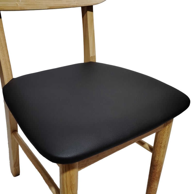 Καρέκλα Bedona pakoworld rubberwood σε φυσική απόχρωση με μαύρο pu μαξιλάρι 47x46x80εκ - Hippiehome.gr