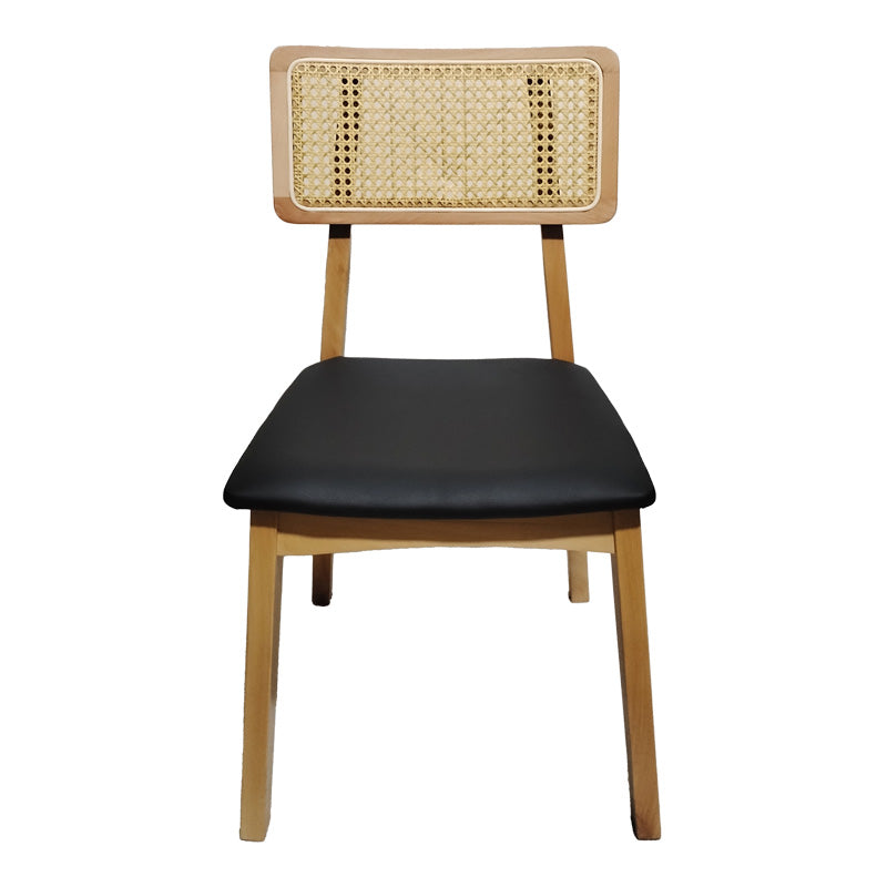 Καρέκλα Renna pakoworld ξύλο οξιάς σε φυσική απόχρωση με μαύρο pu μαξιλάρι 48x52x79εκ - Hippiehome.gr