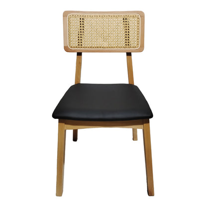 Καρέκλα Renna pakoworld ξύλο οξιάς σε φυσική απόχρωση με μαύρο pu μαξιλάρι 48x52x79εκ - Hippiehome.gr