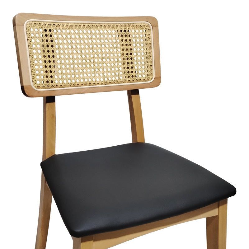 Καρέκλα Renna pakoworld ξύλο οξιάς σε φυσική απόχρωση με μαύρο pu μαξιλάρι 48x52x79εκ - Hippiehome.gr