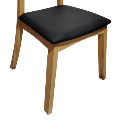 Καρέκλα Renna pakoworld ξύλο οξιάς σε φυσική απόχρωση με μαύρο pu μαξιλάρι 48x52x79εκ - Hippiehome.gr