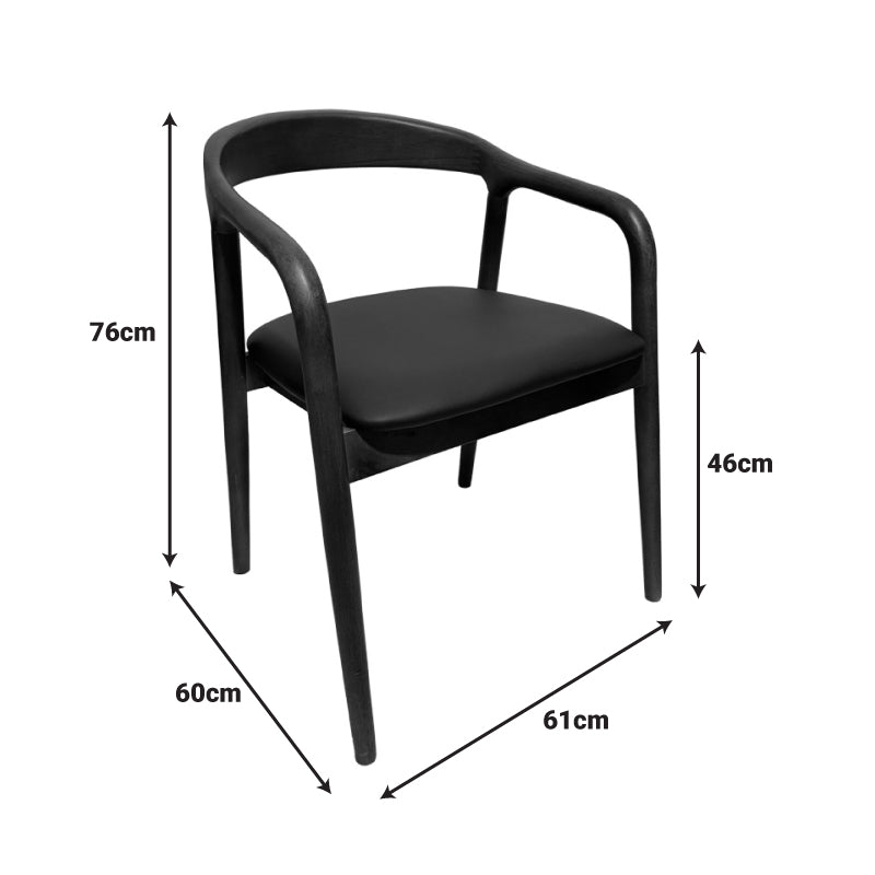 Πολυθρόνα Hogie pakoworld rubberwood σε φυσική απόχρωση με μαύρο pu μαξιλάρι 61x60x76εκ - Hippiehome.gr