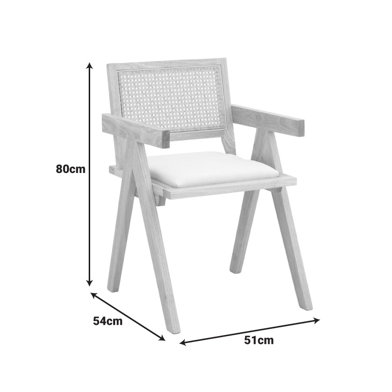 Πολυθρόνα Winslow pakoworld rubberwood σε φυσική απόχρωση-ύφασμα λευκό 51x54x80εκ - Hippiehome.gr
