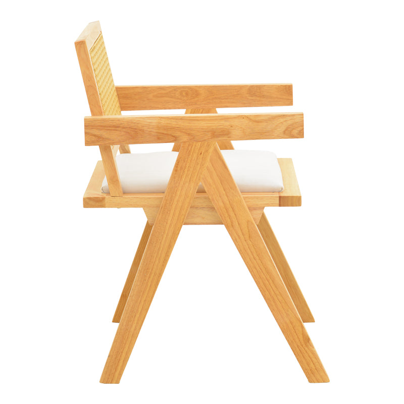 Πολυθρόνα Winslow pakoworld rubberwood σε φυσική απόχρωση-ύφασμα λευκό 51x54x80εκ - Hippiehome.gr