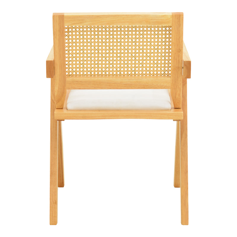 Πολυθρόνα Winslow pakoworld rubberwood σε φυσική απόχρωση-ύφασμα λευκό 51x54x80εκ - Hippiehome.gr