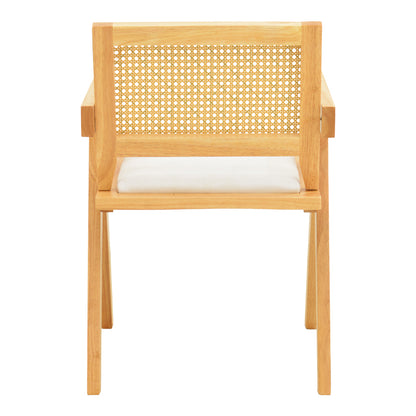 Πολυθρόνα Winslow pakoworld rubberwood σε φυσική απόχρωση-ύφασμα λευκό 51x54x80εκ - Hippiehome.gr