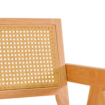 Πολυθρόνα Winslow pakoworld rubberwood σε φυσική απόχρωση-ύφασμα λευκό 51x54x80εκ - Hippiehome.gr