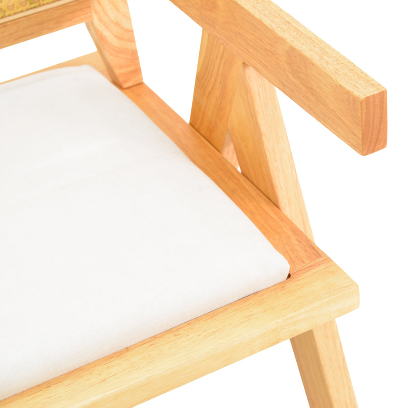 Πολυθρόνα Winslow pakoworld rubberwood σε φυσική απόχρωση-ύφασμα λευκό 51x54x80εκ - Hippiehome.gr