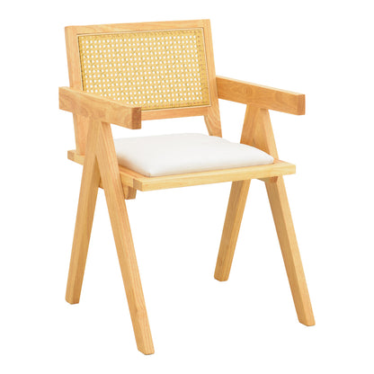 Πολυθρόνα Winslow pakoworld rubberwood σε φυσική απόχρωση-ύφασμα λευκό 51x54x80εκ - Hippiehome.gr