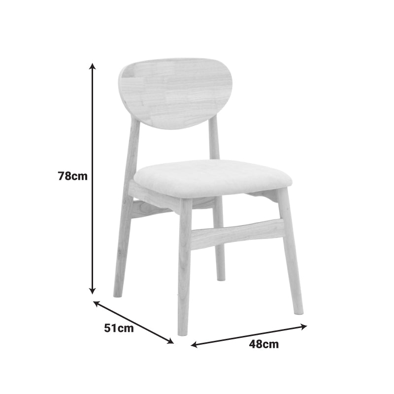 Καρέκλα Cardith pakoworld rubberwood-plywood σε φυσική απόχρωση-ύφασμα γκρι-μπεζ 48x51x78εκ - Hippiehome.gr