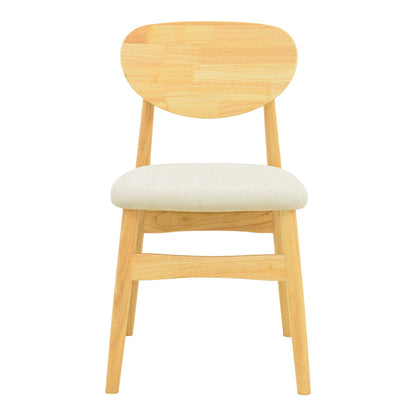 Καρέκλα Cardith pakoworld rubberwood-plywood σε φυσική απόχρωση-ύφασμα γκρι-μπεζ 48x51x78εκ - Hippiehome.gr