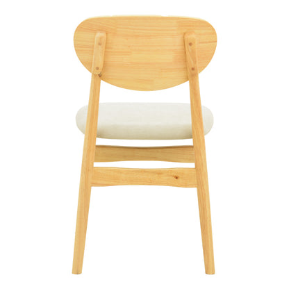 Καρέκλα Cardith pakoworld rubberwood-plywood σε φυσική απόχρωση-ύφασμα γκρι-μπεζ 48x51x78εκ - Hippiehome.gr