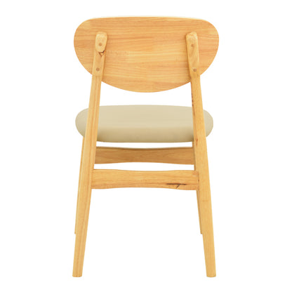 Καρέκλα Cardith pakoworld rubberwood-plywood σε φυσική απόχρωση-pu μπεζ 48x51x78εκ - Hippiehome.gr