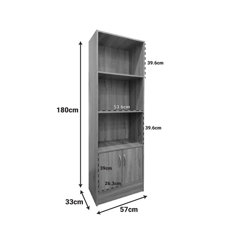 Βιβλιοθήκη Tekaro I pakoworld σε ανθρακί απόχρωση 57x33x180εκ - Hippiehome.gr