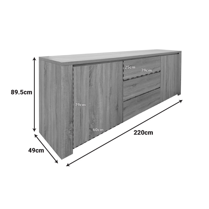 Μπουφές Kalya pakoworld σε ανθρακί απόχρωση 220x49x89.5εκ - Hippiehome.gr