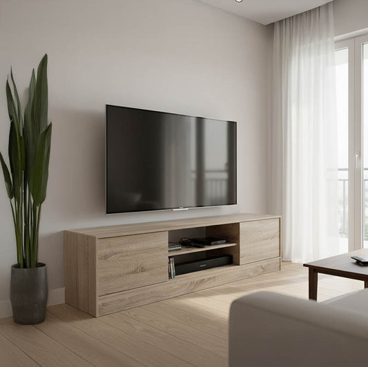 Έπιπλο τηλεόρασης Sasa pakoworld σε sonoma απόχρωση 150x35x41.5εκ - Hippiehome.gr