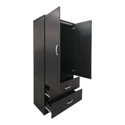 Ντουλάπα δίφυλλη με 2 συρτάρια Lego pakoworld σε wenge απόχρωση 80x42x180εκ - Hippiehome.gr