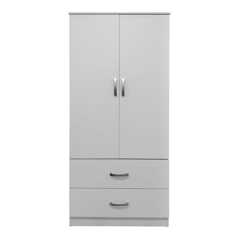 Ντουλάπα δίφυλλη με 2 συρτάρια Athos pakoworld σε λευκή απόχρωση 80x42x180εκ - Hippiehome.gr