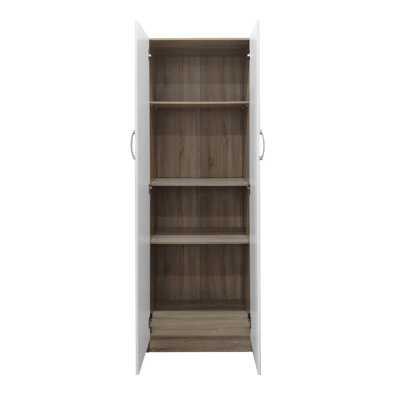 Ντουλάπα δίφυλλη Athos pakoworld σε sonoma-λευκή απόχρωση 60x42x180εκ - Hippiehome.gr