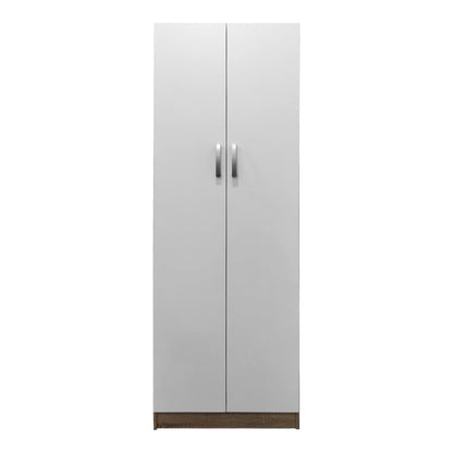 Ντουλάπα δίφυλλη Athos pakoworld σε sonoma-λευκή απόχρωση 60x42x180εκ - Hippiehome.gr