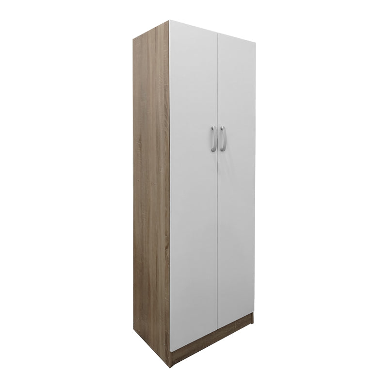 Ντουλάπα δίφυλλη Athos pakoworld σε sonoma-λευκή απόχρωση 60x42x180εκ - Hippiehome.gr