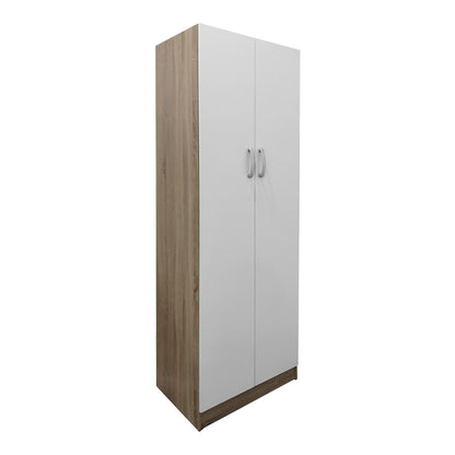 Ντουλάπα δίφυλλη Athos pakoworld σε sonoma-λευκή απόχρωση 60x42x180εκ - Hippiehome.gr
