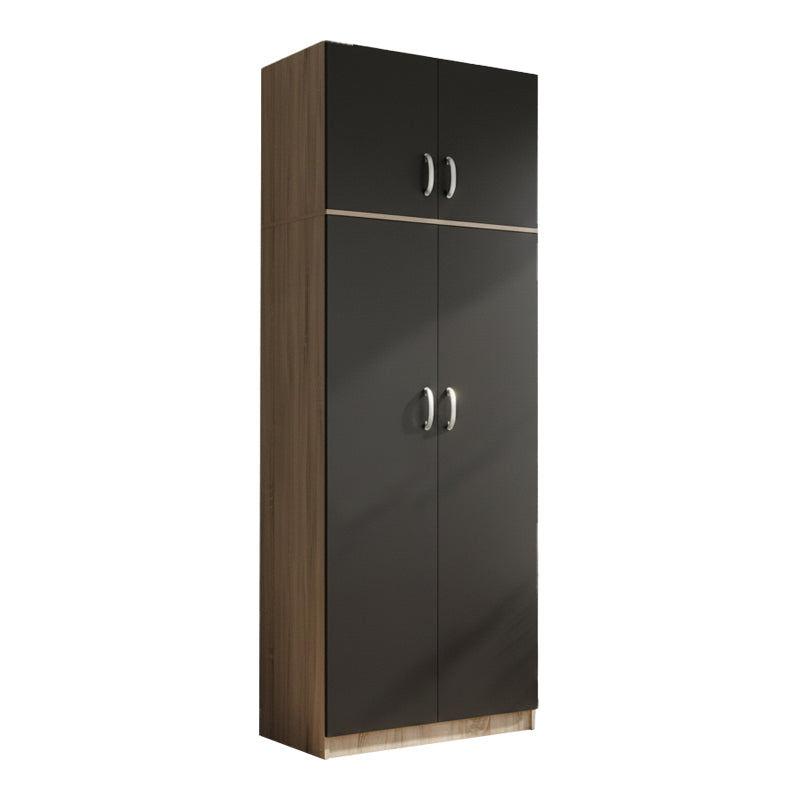 Ντουλάπα δίφυλλη και πατάρι Athos pakoworld σε sonoma-ανθρακί απόχρωση 80x42x240εκ - Hippiehome.gr