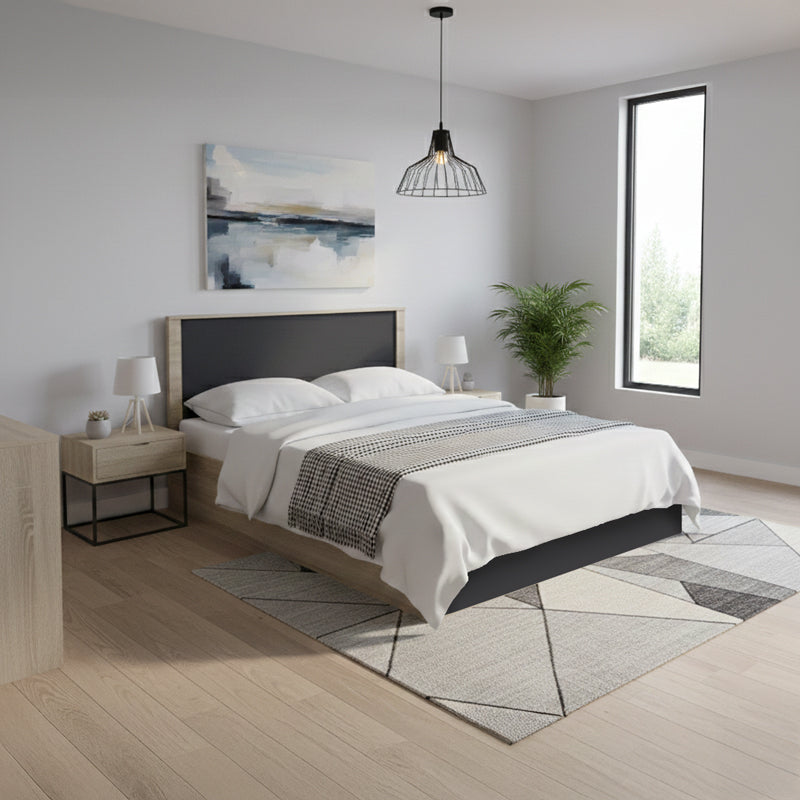 Κρεβάτι Athos pakoworld σε sonoma-ανθρακί απόχρωση 160x200εκ - Hippiehome.gr