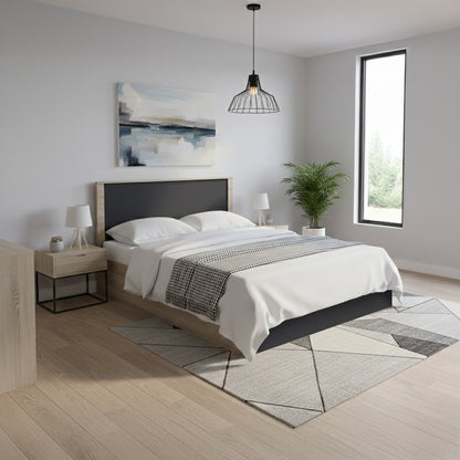 Κρεβάτι Athos pakoworld σε sonoma-ανθρακί απόχρωση 160x200εκ - Hippiehome.gr