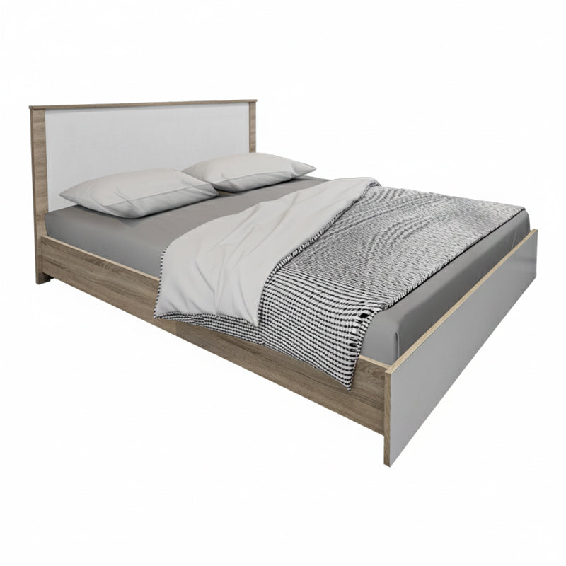 Κρεβάτι Athos pakoworld σε sonoma-λευκό απόχρωση 160x200εκ - Hippiehome.gr