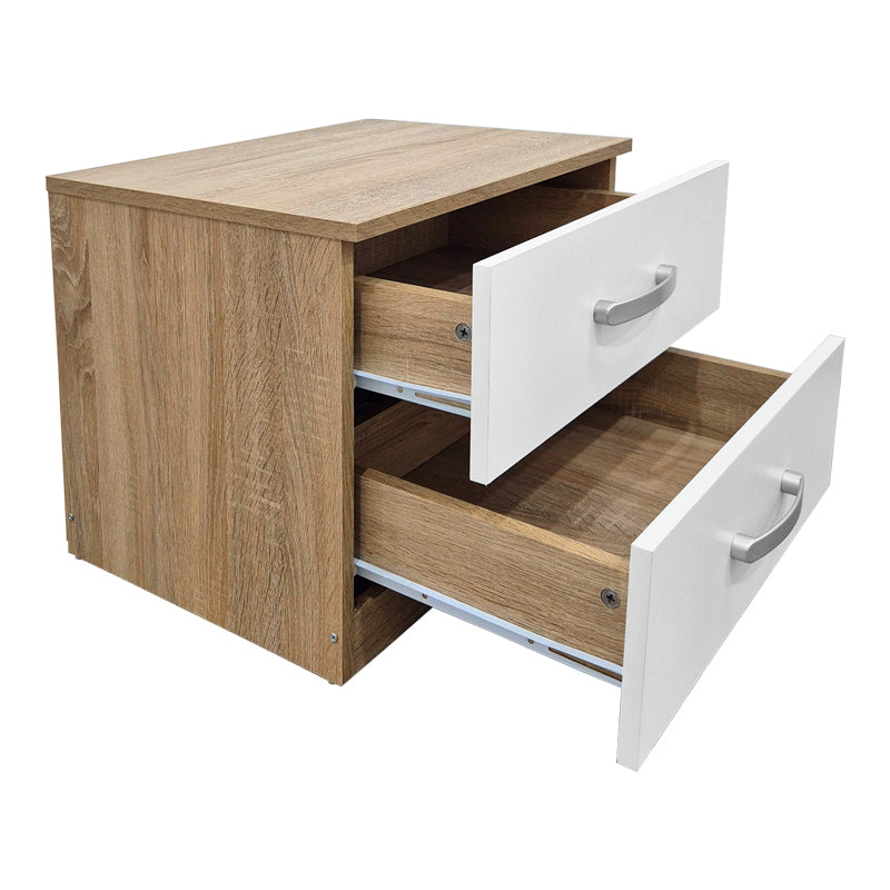 Κομοδίνο Athos pakoworld σε sonoma-λευκή απόχρωση 48x40x41.5εκ - Hippiehome.gr