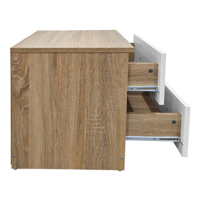 Κομοδίνο Athos pakoworld σε sonoma-λευκή απόχρωση 48x40x41.5εκ - Hippiehome.gr
