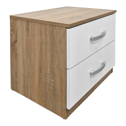 Κομοδίνο Athos pakoworld σε sonoma-λευκή απόχρωση 48x40x41.5εκ - Hippiehome.gr