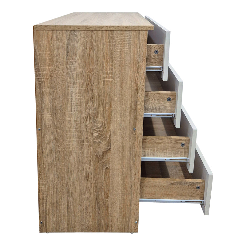 Συρταριέρα Athos pakoworld σε sonoma-λευκή απόχρωση 80x40x79εκ - Hippiehome.gr