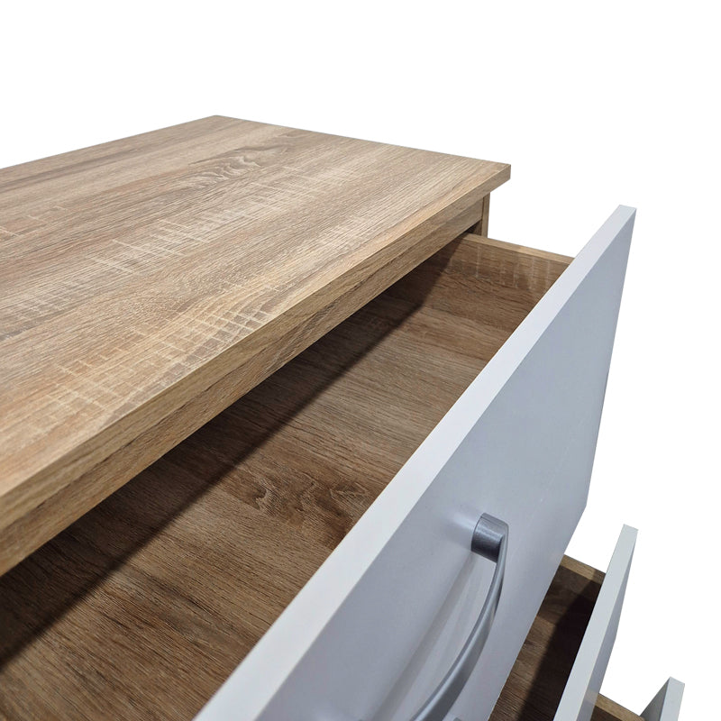 Συρταριέρα Athos pakoworld σε sonoma-λευκή απόχρωση 80x40x79εκ - Hippiehome.gr